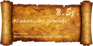 Mladoniczki Szecső névjegykártya